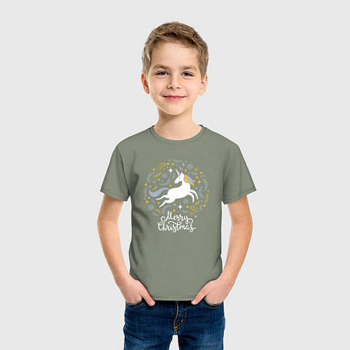 Детская футболка Unicorn christmas / Авокадо – фото 3