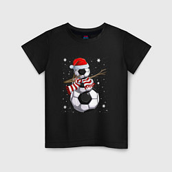 Футболка хлопковая детская Soccer snowman, цвет: черный