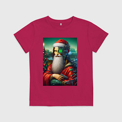 Футболка хлопковая детская Mona Lisa in Santa costume - cyberpunk, цвет: маджента