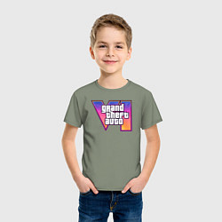 Футболка хлопковая детская GTA 6 logo, цвет: авокадо — фото 2