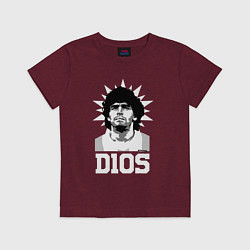 Футболка хлопковая детская Dios Diego Maradona, цвет: меланж-бордовый