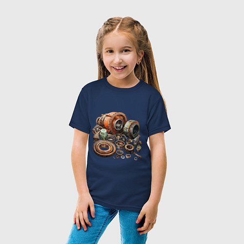 Детская футболка Ржавые шестеренки / Тёмно-синий – фото 4