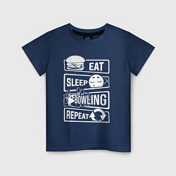 Футболка хлопковая детская Еда сон боулинг, цвет: тёмно-синий