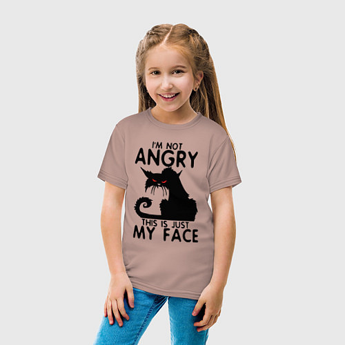 Детская футболка I am not angry cat / Пыльно-розовый – фото 4