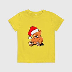 Футболка хлопковая детская Плюшевый медведь в колпаке, цвет: желтый