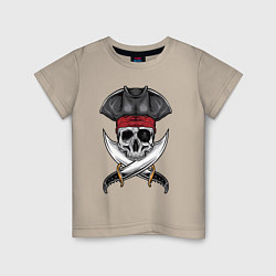 Футболка хлопковая детская Одноглазый роджер, цвет: миндальный
