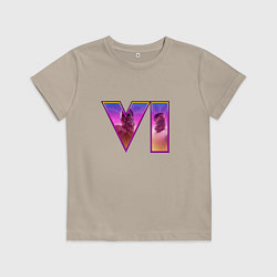 Футболка хлопковая детская GTA VI Лусия и Джейсон, цвет: миндальный