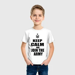 Футболка хлопковая детская Keep Calm & Join The Army, цвет: белый — фото 2