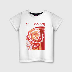 Футболка хлопковая детская Gagarin in red, цвет: белый