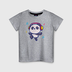 Футболка хлопковая детская Music panda, цвет: меланж