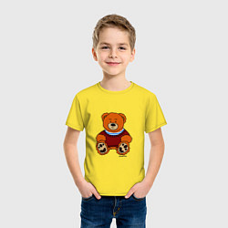 Футболка хлопковая детская Мишка Вова адидас в тельняшке, цвет: желтый — фото 2