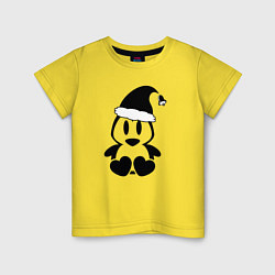 Футболка хлопковая детская Милый пингвин с сердечками, цвет: желтый