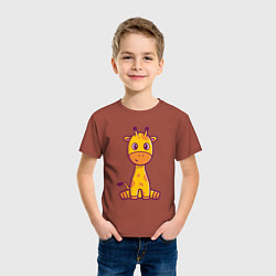 Футболка хлопковая детская Добрый жирафик, цвет: кирпичный — фото 2