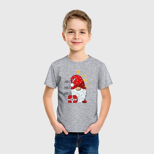 Детская футболка Милый гном с подарком / Меланж – фото 3