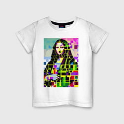 Футболка хлопковая детская Mona Lisa - mosaic pop art, цвет: белый