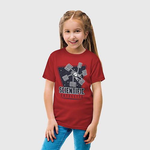 Детская футболка Научный спутник / Красный – фото 4