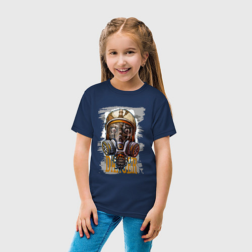 Детская футболка Зомби череп в противогазе / Тёмно-синий – фото 4