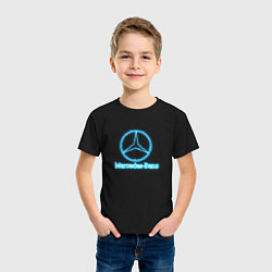 Футболка хлопковая детская Mercedes-benz blue, цвет: черный — фото 2