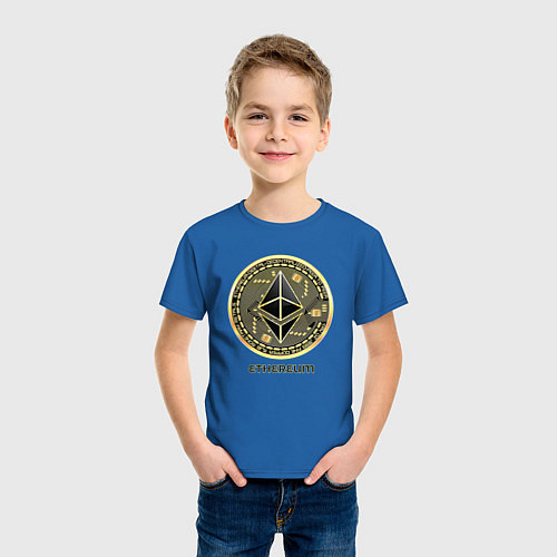 Детская футболка Ethereum крипта монета / Синий – фото 3