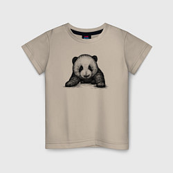 Футболка хлопковая детская Панда детеныш, цвет: миндальный