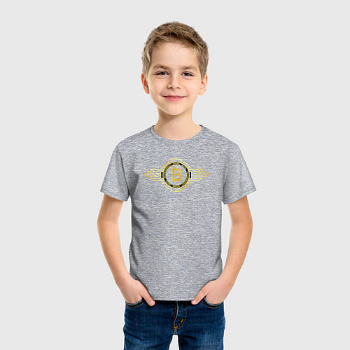 Детская футболка Биткоин крипто лого / Меланж – фото 3