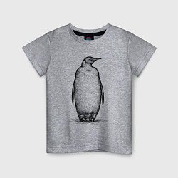 Футболка хлопковая детская Пингвин стоит, цвет: меланж