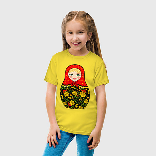 Детская футболка Матрёшка в хохломской росписи / Желтый – фото 4