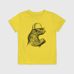 Футболка хлопковая детская Суслик в кепке, цвет: желтый