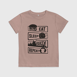 Футболка хлопковая детская Есть спать вечеринка, цвет: пыльно-розовый