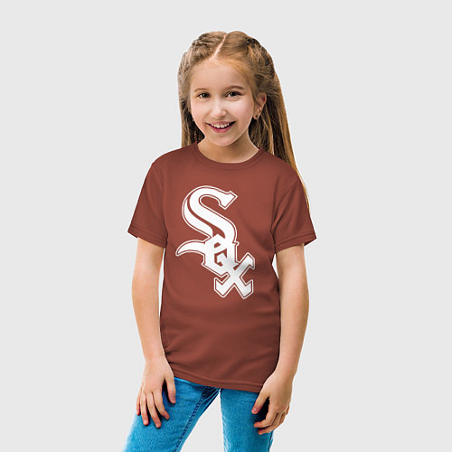 Детская футболка Chicago white sox - baseball / Кирпичный – фото 4