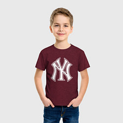 Футболка хлопковая детская New York yankees - baseball logo, цвет: меланж-бордовый — фото 2