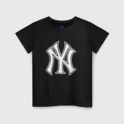 Футболка хлопковая детская New York yankees - baseball logo, цвет: черный