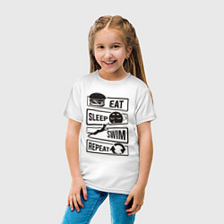 Футболка хлопковая детская Есть спать плавать, цвет: белый — фото 2