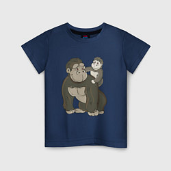 Детская футболка Мультяшная горилла с детенышем