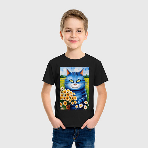 Детская футболка Мартовский кот / Черный – фото 3