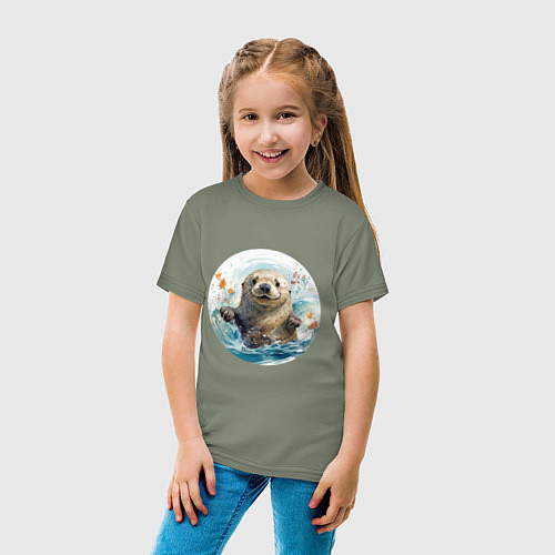Детская футболка Счастливая выдра / Авокадо – фото 4