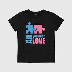 Футболка хлопковая детская Все что тебе нужно - это любовь, цвет: черный