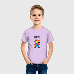 Футболка хлопковая детская Super mario bros - i love mario, цвет: лаванда — фото 2