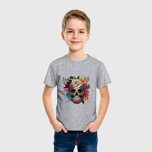 Детская футболка Череп в ярких цветах / Меланж – фото 3