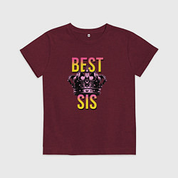 Футболка хлопковая детская Best sis, цвет: меланж-бордовый