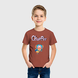 Футболка хлопковая детская Чоппер доктор из аниме ван пис, цвет: кирпичный — фото 2