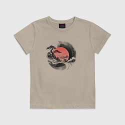 Футболка хлопковая детская Красный восход, цвет: миндальный