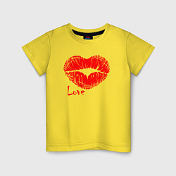 Футболка хлопковая детская Lips love, цвет: желтый