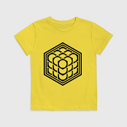 Футболка хлопковая детская 3D куб, цвет: желтый