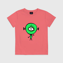 Футболка хлопковая детская Веселый инопланетянин, цвет: коралловый
