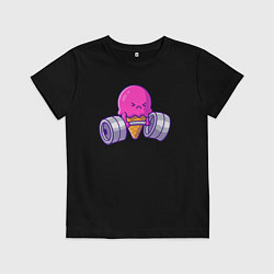 Футболка хлопковая детская Мороженое со штангой, цвет: черный
