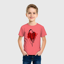 Футболка хлопковая детская Сердце красный сплэш, цвет: коралловый — фото 2