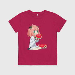 Футболка хлопковая детская Аня ест арбуз, аниме семья шпиона, цвет: маджента