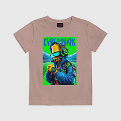 Футболка хлопковая детская Cyber Bart Simpson - ai art fantasy, цвет: пыльно-розовый
