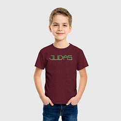 Футболка хлопковая детская Judas logo, цвет: меланж-бордовый — фото 2